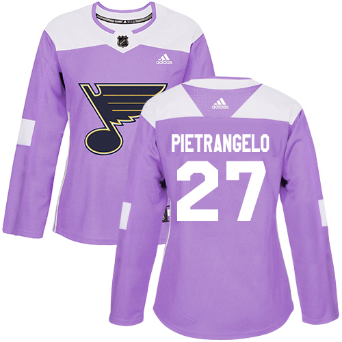 Adidas Blues #27 Alex Pietrangelo Purple Authentic Fights Cancer Women's Stitched NHL Jersey - Click Image to Close